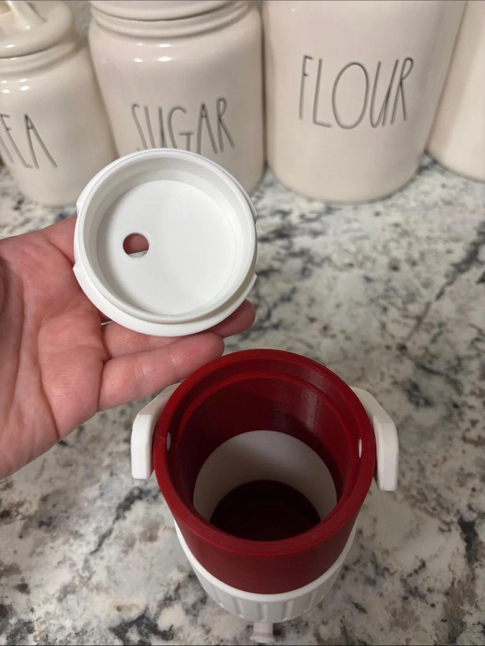 3D PRINTED - Red and White Portable Water Dispenser Design Tall Can Holder